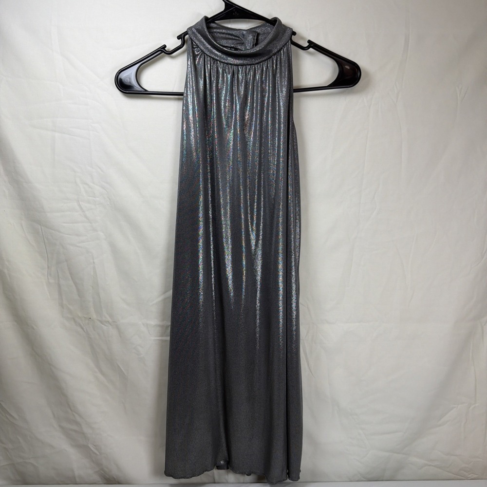 Byer California Metallic Gray Sleeveless Halter Top Women's Size 10